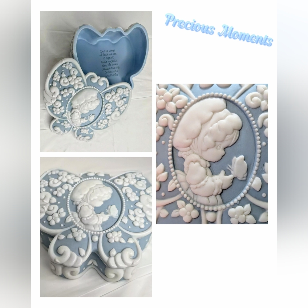 Vintage 1996, Precious Moments/Enesco, Blue Butterfly, Trinket Box